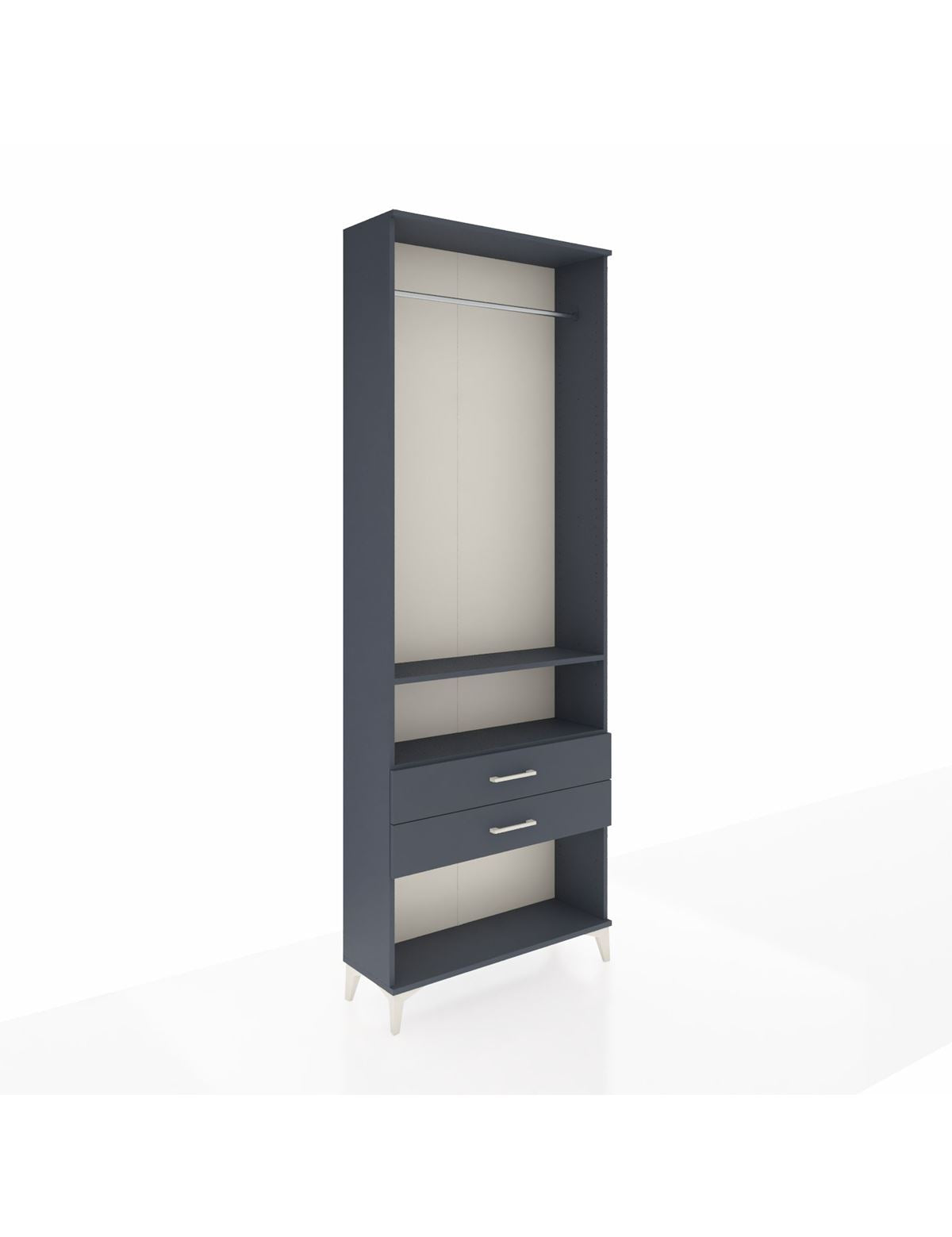 Arges Dolap 2 Raflı 2 Çekmeceli Tek Askılı 88x30x243 Antrasit-Antrasit