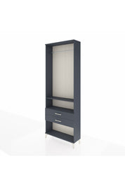 Arges Dolap 2 Raflı 2 Çekmeceli Tek Askılı 88x30x243 Antrasit-Antrasit