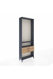 Arges Dolap 2 Raflı 2 Çekmeceli Tek Askılı 88x30x243 Antrasit-Çam