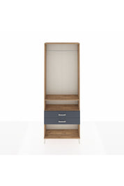 Arges Dolap 2 Raflı 2 Çekmeceli Tek Askılı 88x30x243 Çam-Antrasit