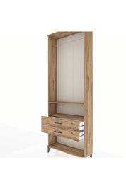 Arges Dolap 2 Raflı 2 Çekmeceli Tek Askılı 88x30x243 Çam-Çam