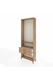 Arges Dolap 2 Raflı 2 Çekmeceli Tek Askılı 88x30x243 Çam-Çam