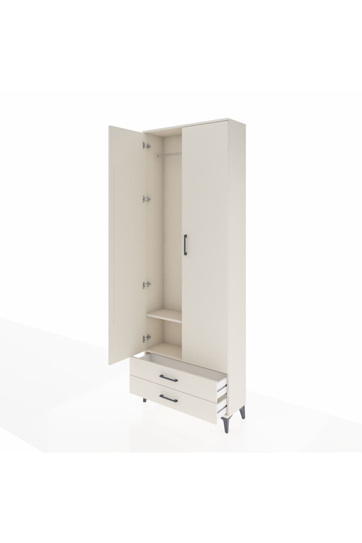 Arges Dolap 2 Raflı 2 Çekmeceli Tek Askılı 88x30x243 Aytaşı-Aytaşı