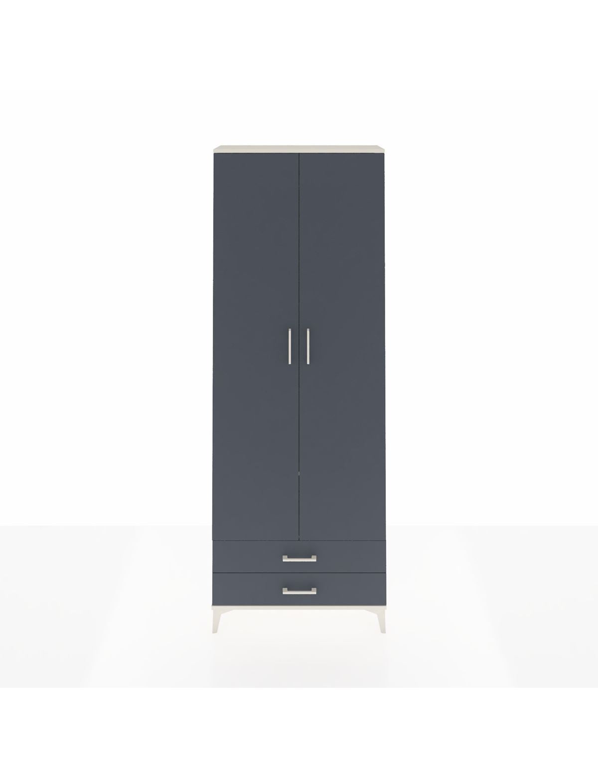 Arges Dolap 2 Raflı 2 Çekmeceli Tek Askılı 88x30x243 Aytaşı-Antrasit