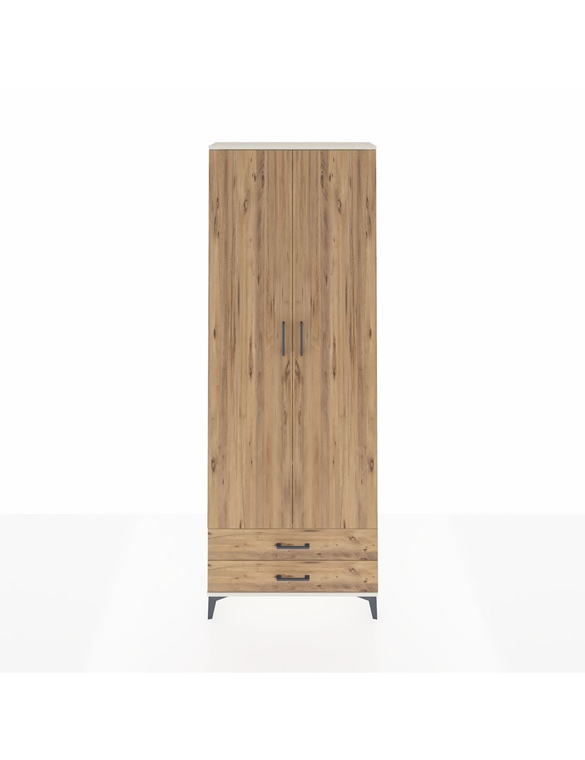 Arges Dolap 2 Raflı 2 Çekmeceli Tek Askılı 88x30x243 Aytaşı-Çam