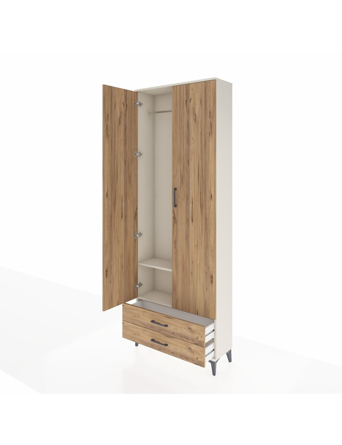 Arges Dolap 2 Raflı 2 Çekmeceli Tek Askılı 88x30x243 - S33M303V3A