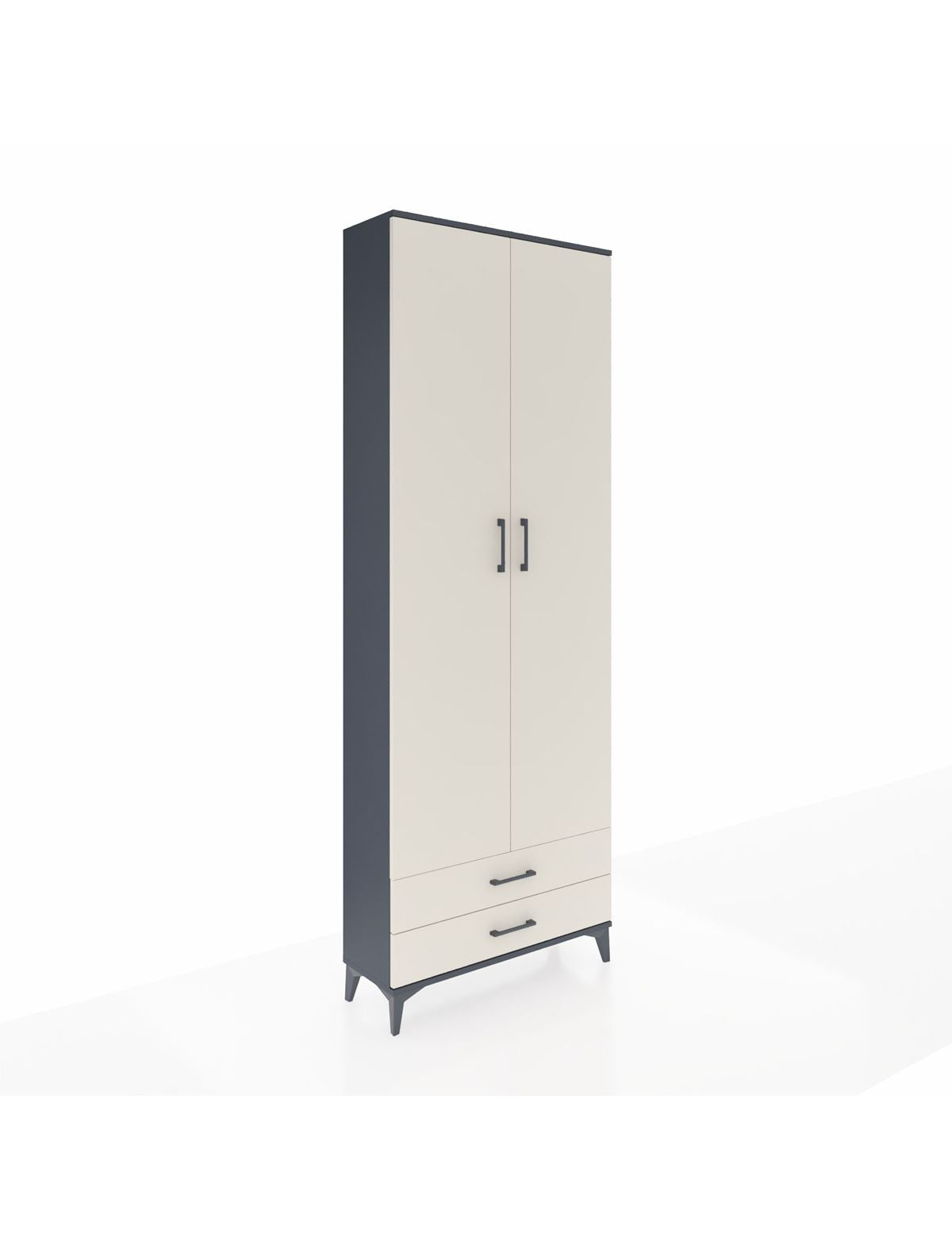 Arges Dolap 2 Raflı 2 Çekmeceli Tek Askılı 88x30x243 Antrasit-Aytaşı