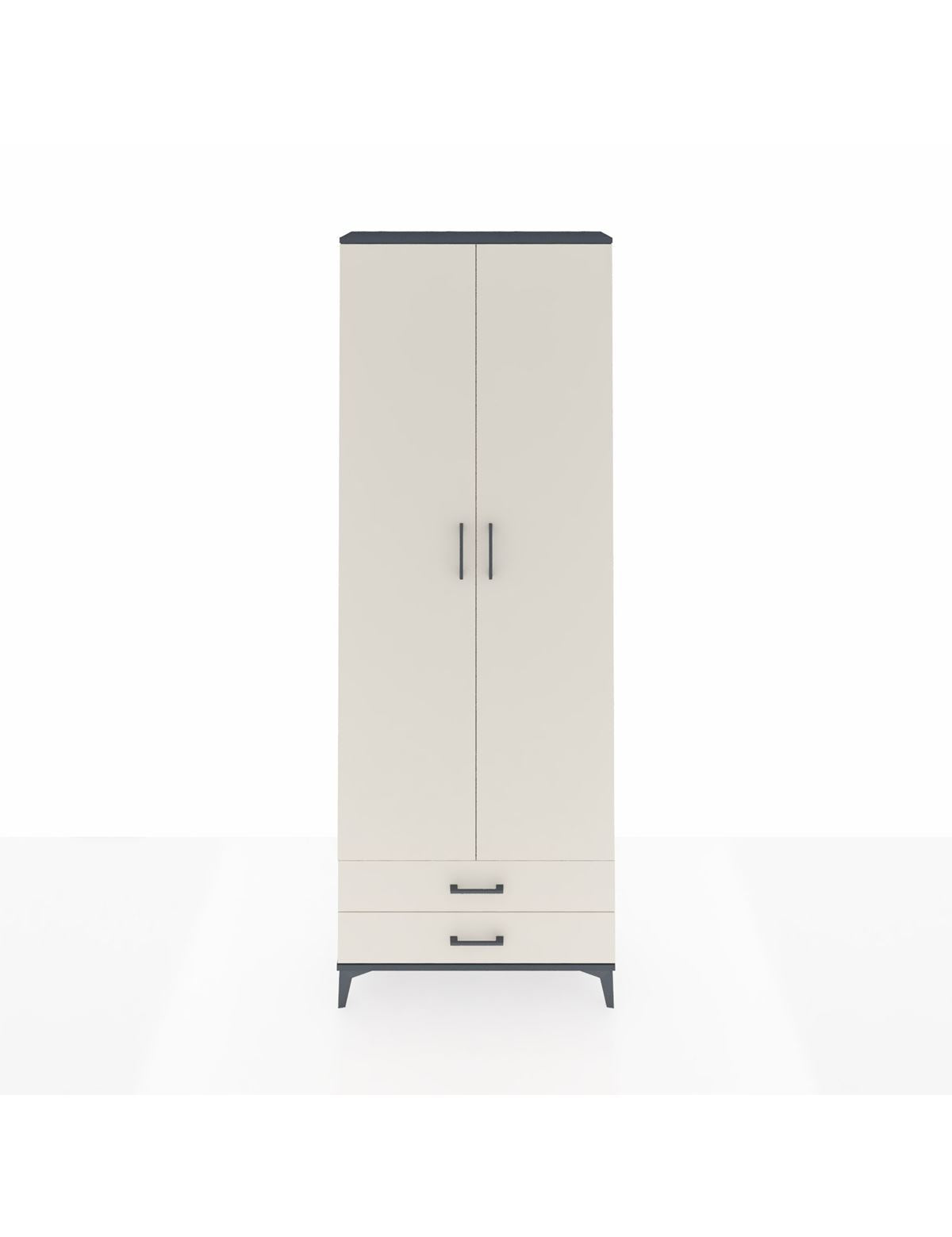 Arges Dolap 2 Raflı 2 Çekmeceli Tek Askılı 88x30x243 Antrasit-Aytaşı