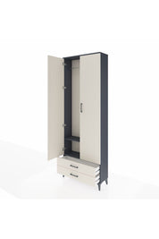 Arges Dolap 2 Raflı 2 Çekmeceli Tek Askılı 88x30x243 Antrasit-Aytaşı