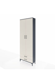 Arges Dolap 2 Raflı 2 Çekmeceli Tek Askılı 88x30x243 Antrasit-Aytaşı