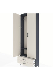 Arges Dolap 2 Raflı 2 Çekmeceli Tek Askılı 88x30x243 Antrasit-Aytaşı