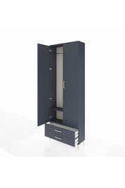 Arges Dolap 2 Raflı 2 Çekmeceli Tek Askılı 88x30x243 Antrasit-Antrasit