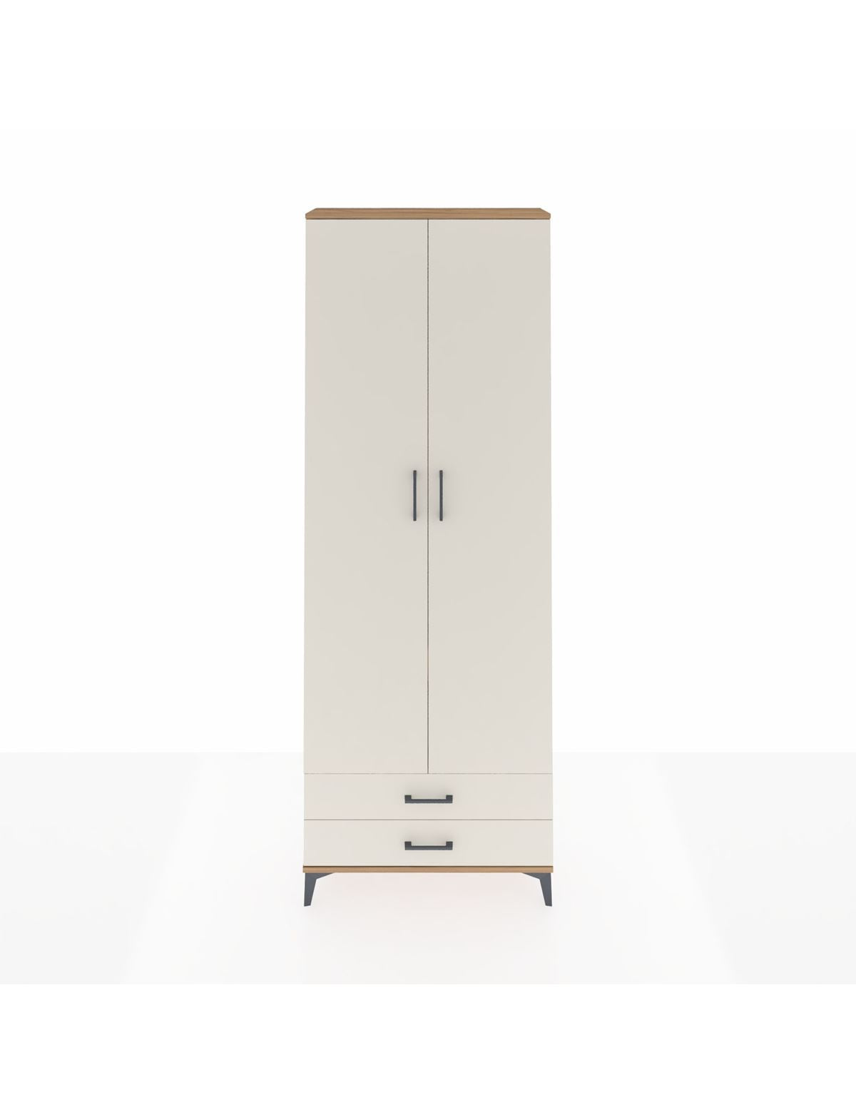 Arges Dolap 2 Raflı 2 Çekmeceli Tek Askılı 88x30x243 Çam-Aytaşı