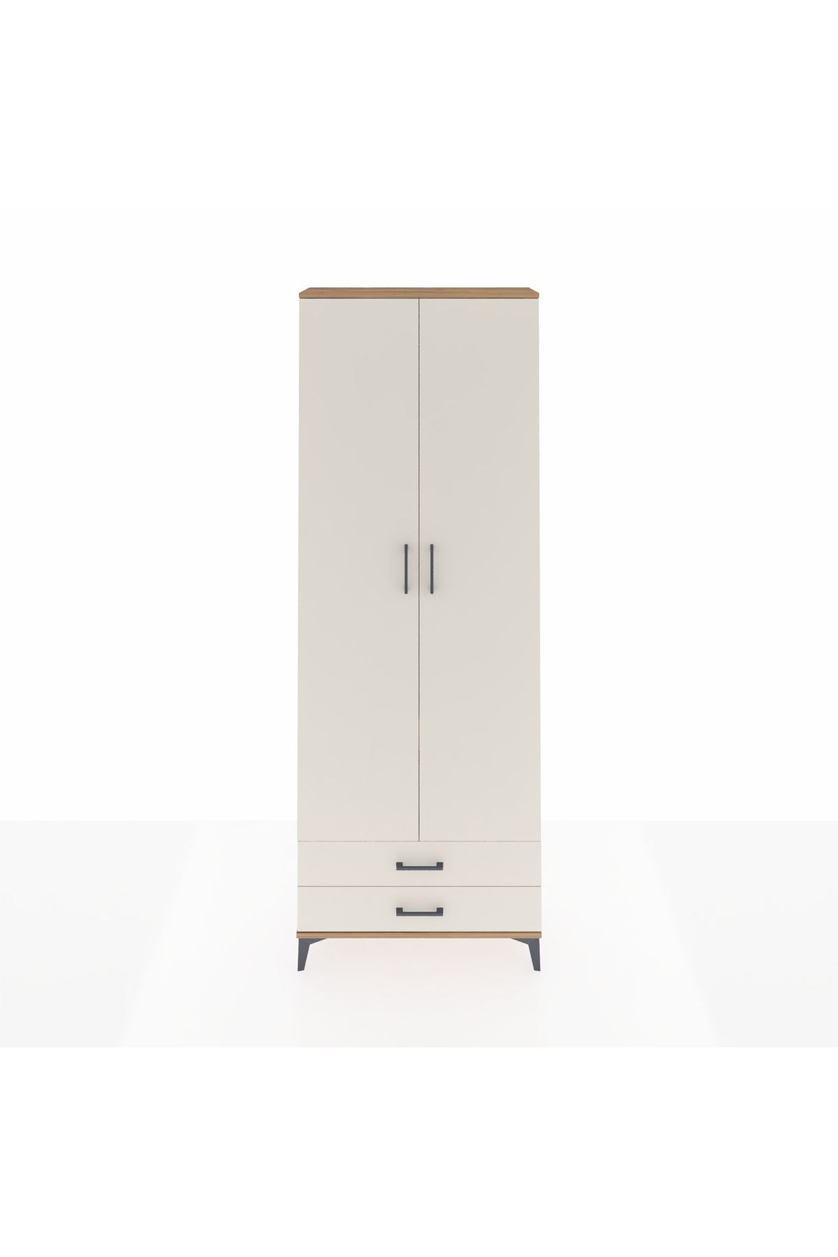 Arges Dolap 2 Raflı 2 Çekmeceli Tek Askılı 88x30x243 Çam-Aytaşı