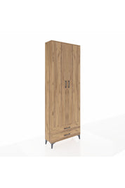 Arges Dolap 2 Raflı 2 Çekmeceli Tek Askılı 88x30x243 Çam-Çam