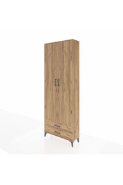 Arges Dolap 2 Raflı 2 Çekmeceli Tek Askılı 88x30x243 Çam-Çam