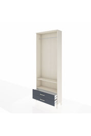 Arges Dolap 2 Raflı 2 Çekmeceli Tek Askılı 88x30x243 Aytaşı-Antrasit