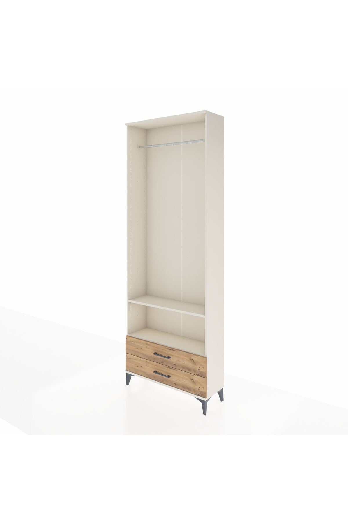 Arges Dolap 2 Raflı 2 Çekmeceli Tek Askılı 88x30x243 Aytaşı-Çam