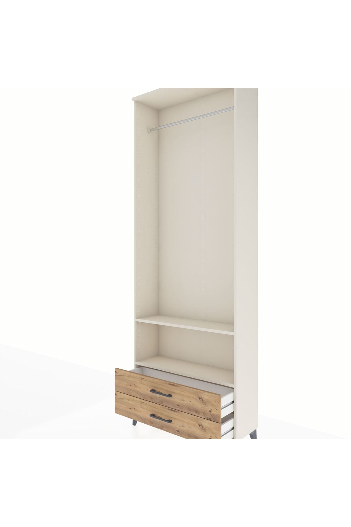Arges Dolap 2 Raflı 2 Çekmeceli Tek Askılı 88x30x243 Aytaşı-Çam
