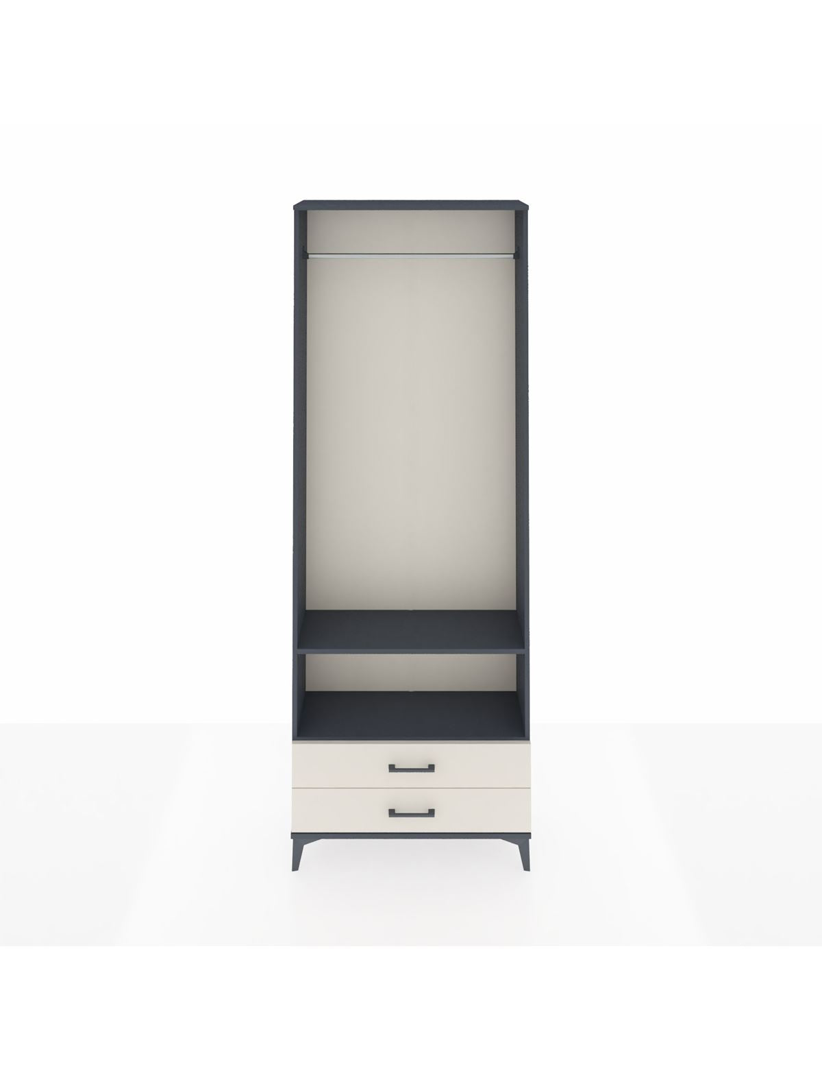 Arges Dolap 2 Raflı 2 Çekmeceli Tek Askılı 88x30x243 Antrasit-Aytaşı