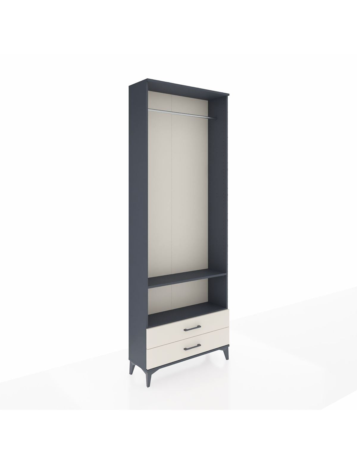 Arges Dolap 2 Raflı 2 Çekmeceli Tek Askılı 88x30x243 Antrasit-Aytaşı