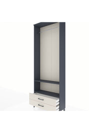 Arges Dolap 2 Raflı 2 Çekmeceli Tek Askılı 88x30x243 Antrasit-Aytaşı