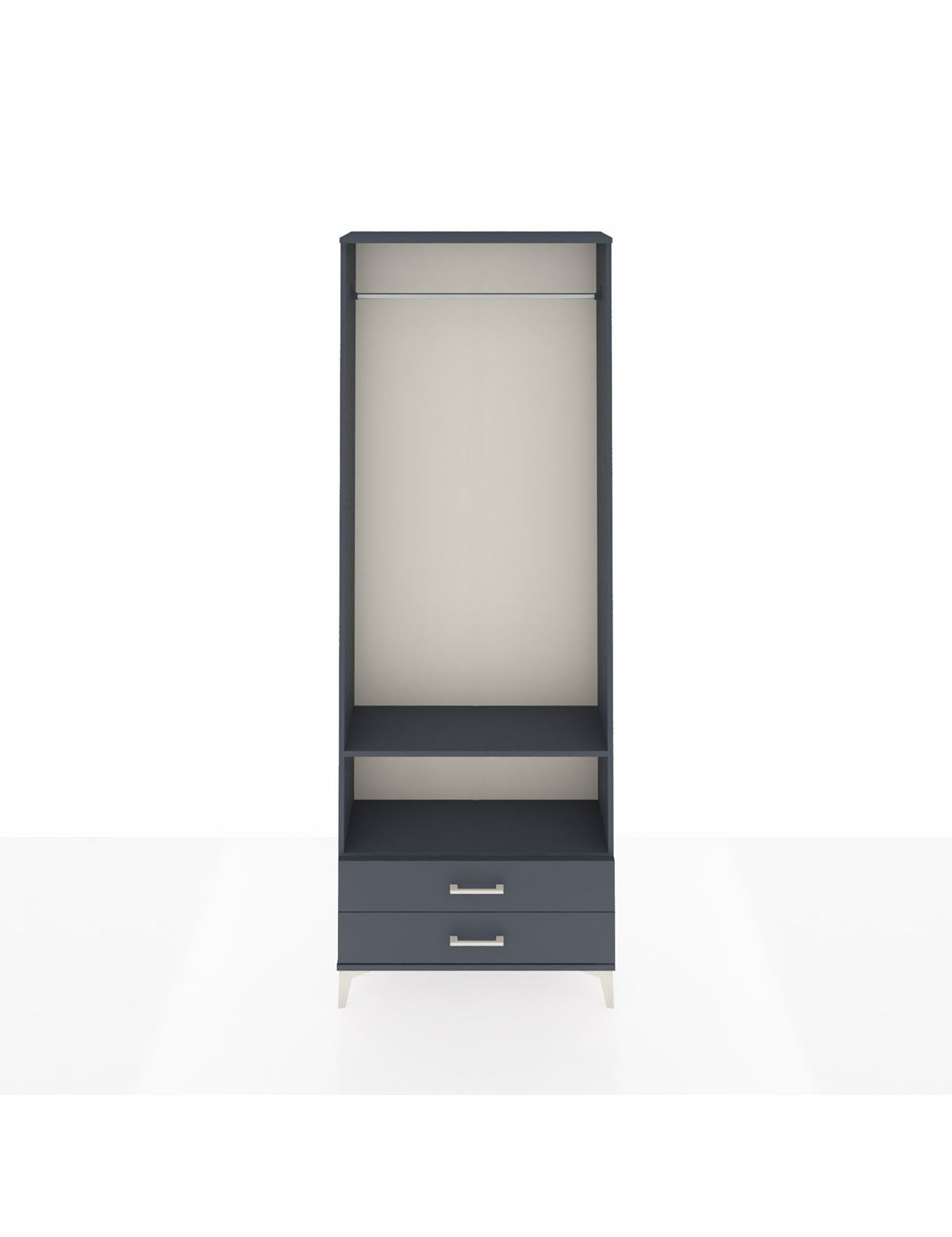 Arges Dolap 2 Raflı 2 Çekmeceli Tek Askılı 88x30x243 Antrasit-Antrasit