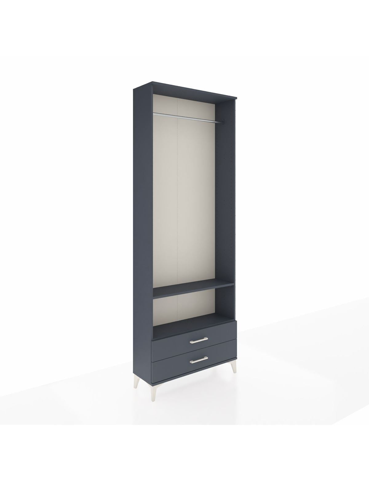 Arges Dolap 2 Raflı 2 Çekmeceli Tek Askılı 88x30x243 Antrasit-Antrasit