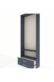 Arges Dolap 2 Raflı 2 Çekmeceli Tek Askılı 88x30x243 Antrasit-Antrasit