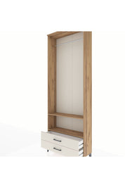 Arges Dolap 2 Raflı 2 Çekmeceli Tek Askılı 88x30x243 Çam-Aytaşı