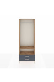 Arges Dolap 2 Raflı 2 Çekmeceli Tek Askılı 88x30x243 Çam-Antrasit