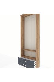 Arges Dolap 2 Raflı 2 Çekmeceli Tek Askılı 88x30x243 Çam-Antrasit