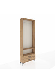 Arges Dolap 2 Raflı 2 Çekmeceli Tek Askılı 88x30x243 Çam-Çam