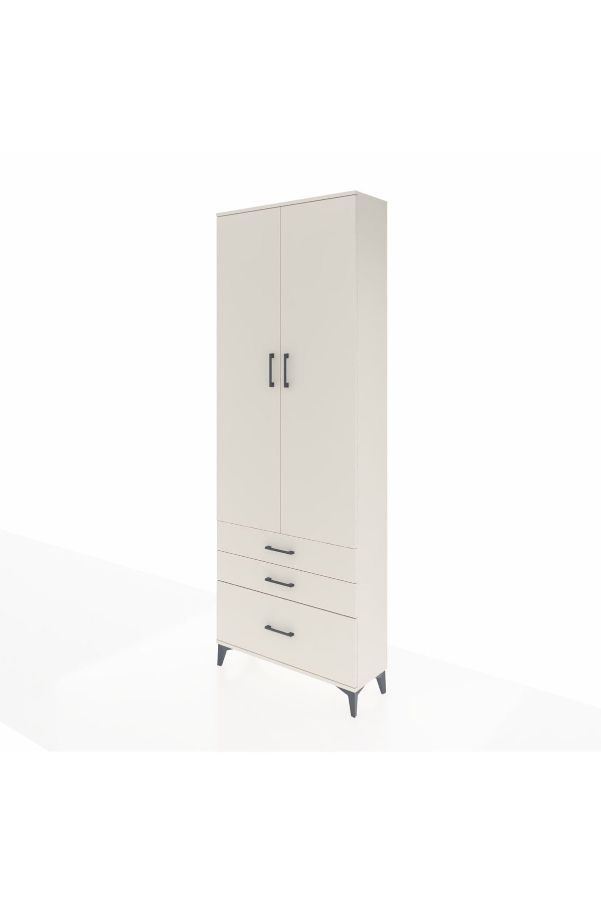 Arges Dolap Tek Raflı 3 Çekmeceli Tek Askılı 88x30x243 Aytaşı-Aytaşı