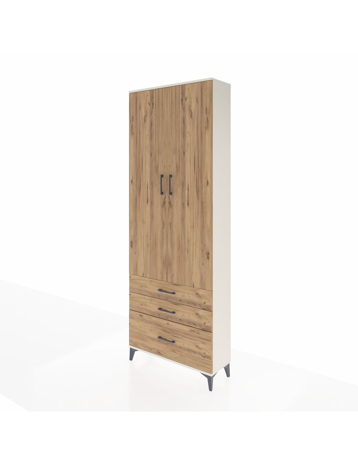 Arges Dolap Tek Raflı 3 Çekmeceli Tek Askılı 88x30x243 - S33M305V3A