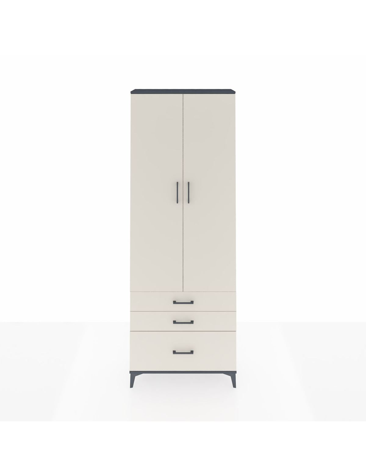 Arges Dolap Tek Raflı 3 Çekmeceli Tek Askılı 88x30x243 Antrasit-Aytaşı