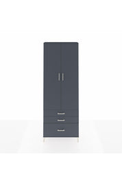 Arges Dolap Tek Raflı 3 Çekmeceli Tek Askılı 88x30x243 Antrasit-Antrasit