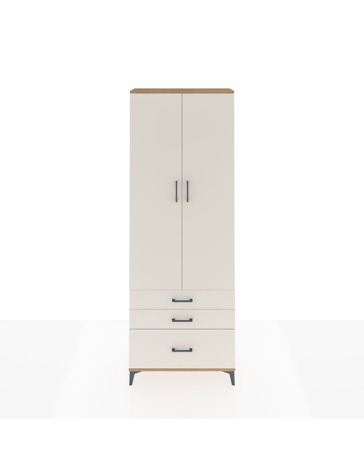 Arges Dolap Tek Raflı 3 Çekmeceli Tek Askılı 88x30x243 Çam-Aytaşı