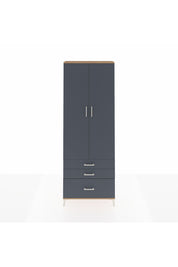 Arges Dolap Tek Raflı 3 Çekmeceli Tek Askılı 88x30x243 Çam-Antrasit