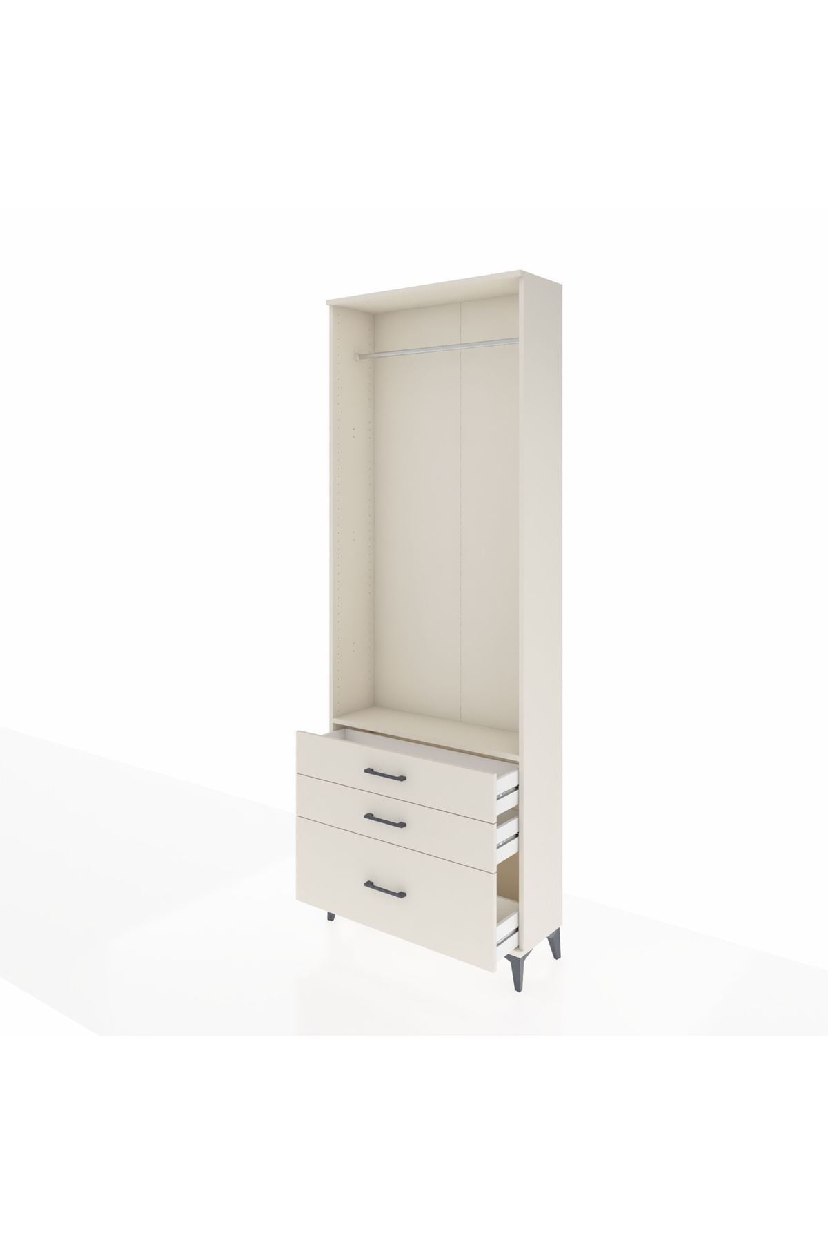 Arges Dolap Tek Raflı 3 Çekmeceli Tek Askılı 88x30x243 Aytaşı-Aytaşı