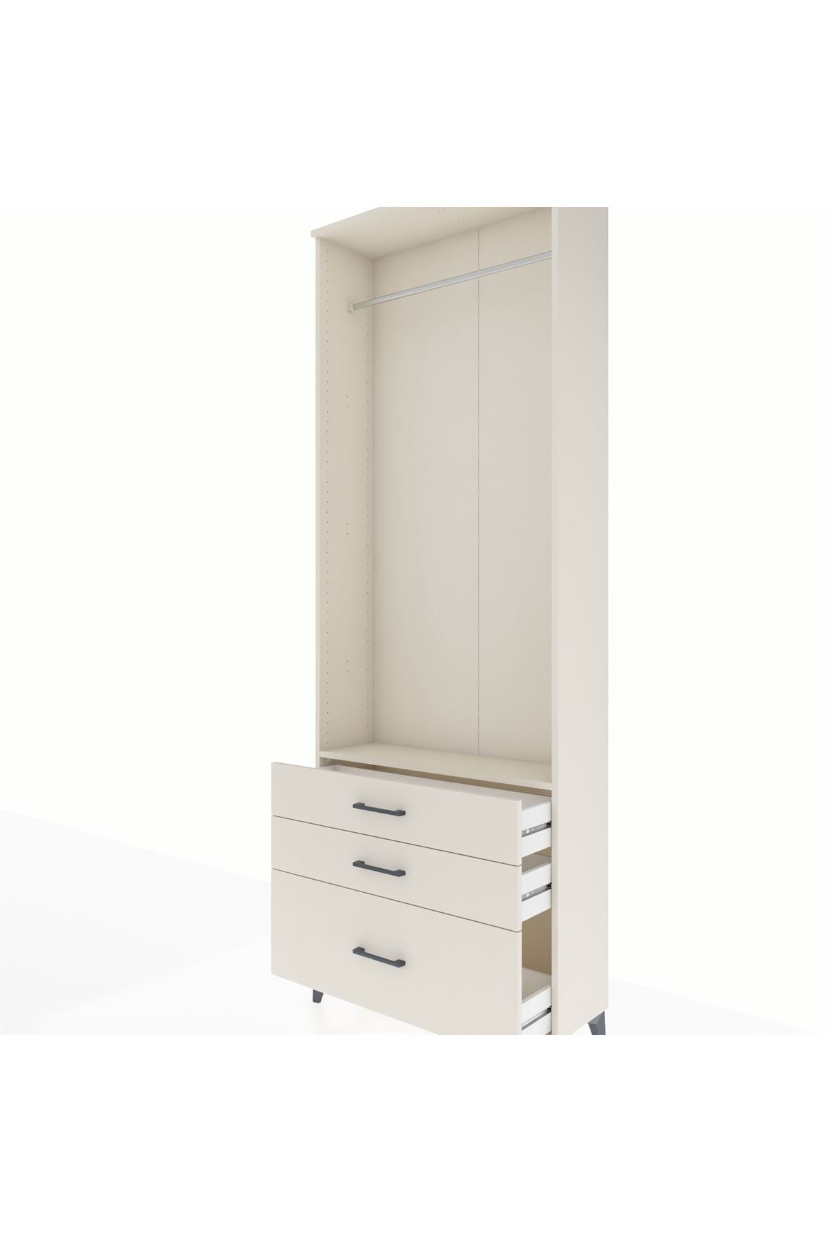 Arges Dolap Tek Raflı 3 Çekmeceli Tek Askılı 88x30x243 Aytaşı-Aytaşı