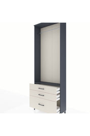 Arges Dolap Tek Raflı 3 Çekmeceli Tek Askılı 88x30x243 Antrasit-Aytaşı