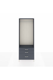 Arges Dolap Tek Raflı 3 Çekmeceli Tek Askılı 88x30x243 Antrasit-Antrasit