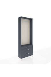 Arges Dolap Tek Raflı 3 Çekmeceli Tek Askılı 88x30x243 Antrasit-Antrasit