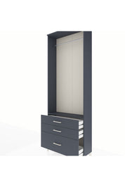 Arges Dolap Tek Raflı 3 Çekmeceli Tek Askılı 88x30x243 Antrasit-Antrasit