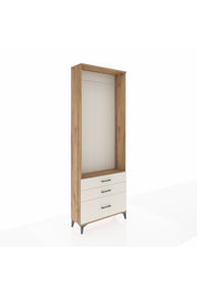 Arges Dolap Tek Raflı 3 Çekmeceli Tek Askılı 88x30x243 Çam-Aytaşı
