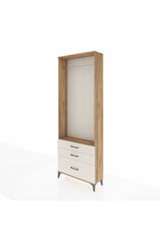 Arges Dolap Tek Raflı 3 Çekmeceli Tek Askılı 88x30x243 Çam-Aytaşı