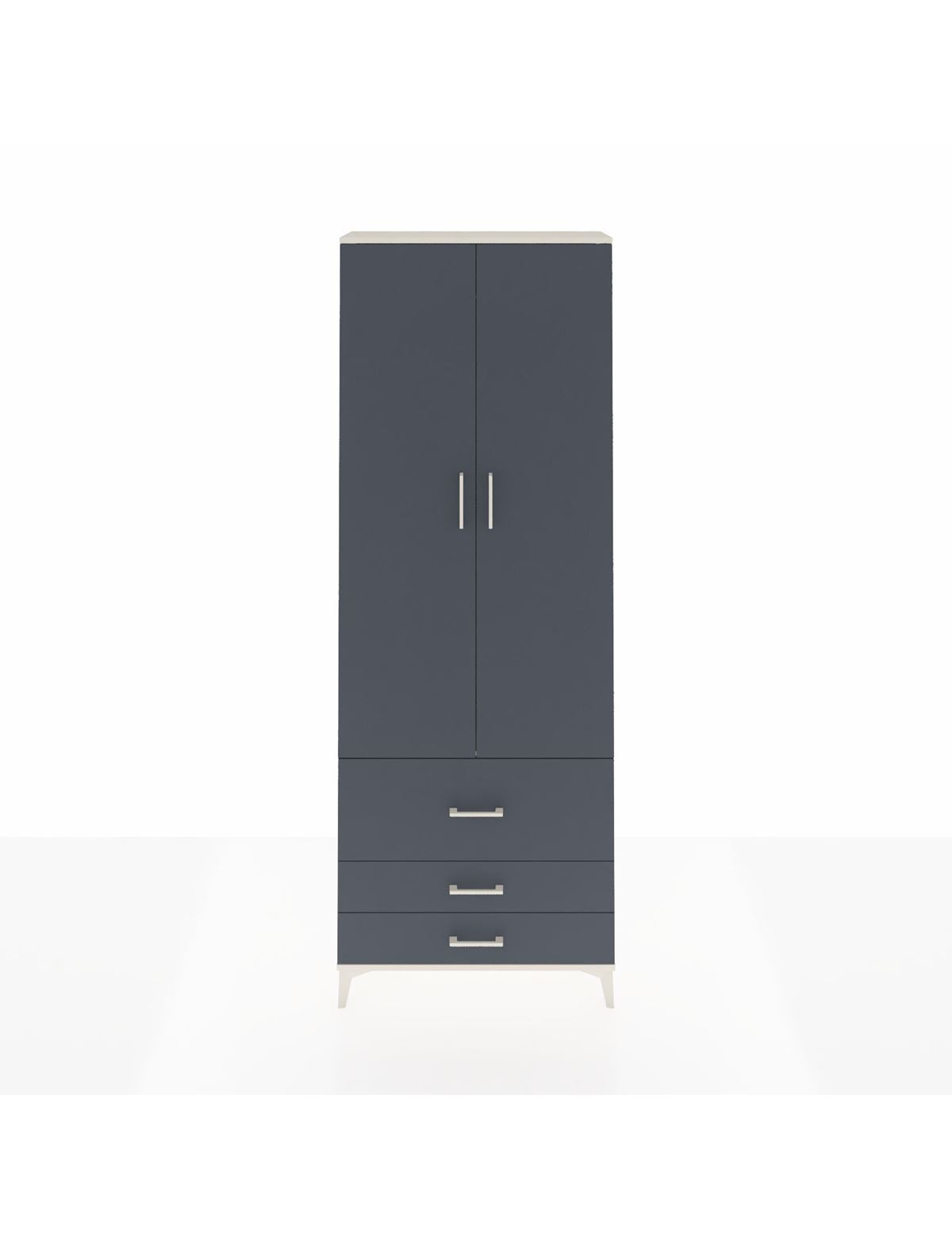 Arges Dolap Tek Raflı 3 Çekmeceli Tek Askılı 88x30x243 Aytaşı-Antrasit