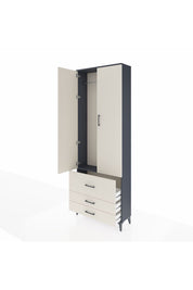 Arges Dolap Tek Raflı 3 Çekmeceli Tek Askılı 88x30x243 Antrasit-Aytaşı