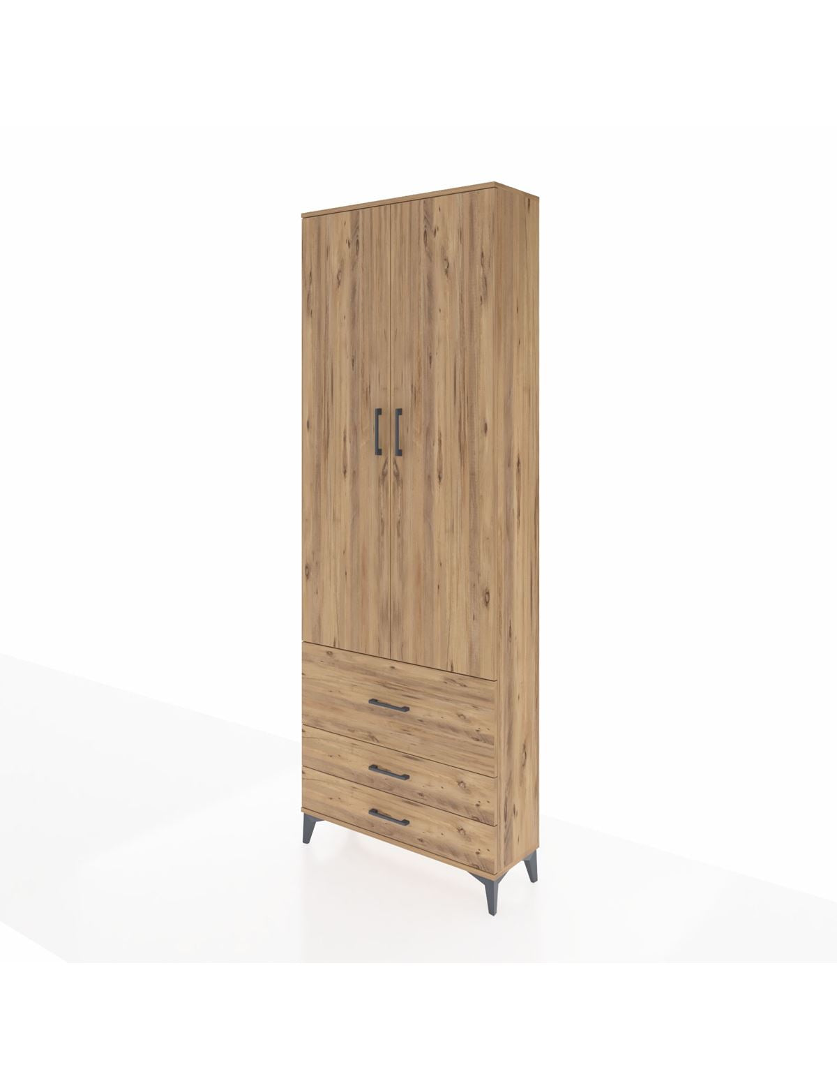 Arges Dolap Tek Raflı 3 Çekmeceli Tek Askılı 88x30x243 - S33M307V9A